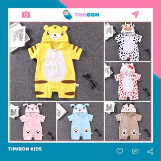Bộ Đồ Liền Thân Quần Áo Trẻ Em Sơ Sinh Đùi Cộc Tay Chất Cotton Bodysuit Cho Bé Trai Bé Gái Hình Thú Timibon [BDC5]