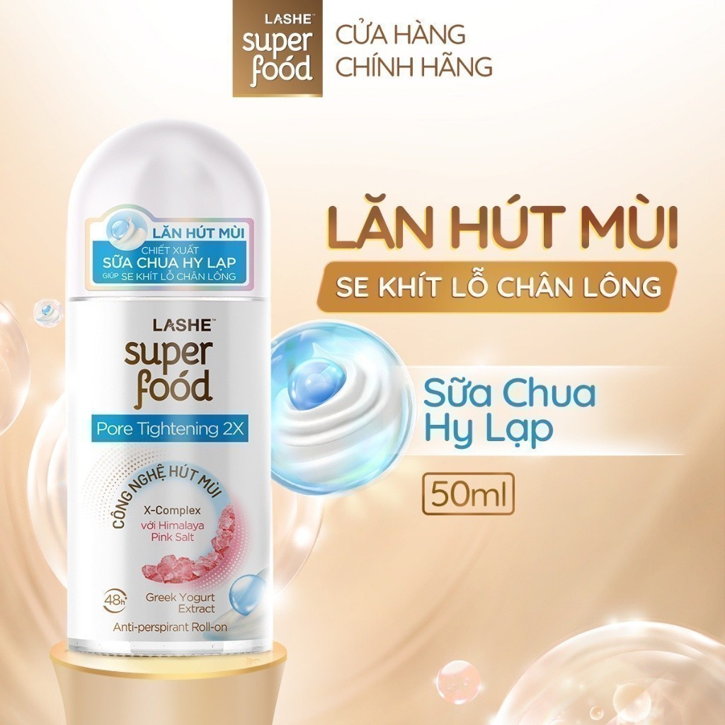Combo 2 Lăn hút mùi LASHE SUPERFOOD se khít lỗ chân lông 50mlx2