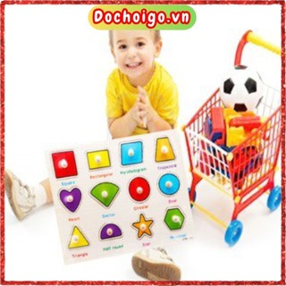 Bảng học núm gỗ các hình khối, đồ chơi gỗ phát triển trí tuệ dochoigo.vn