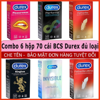Bao Cao Su Durex Combo 6h 70 cái tùy chọn. pleasuremax. invisible. performa. kingtex. fertherlite ultima