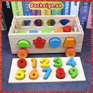 Đồ chơi ôtô thả hình khối số đồ chơi gỗ phát triển trí tuệ dochoigo.vn