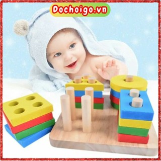 Đồ chơi trí tuệ cho bé, thả hình 4 trụ cơ bản dochoigo.vn