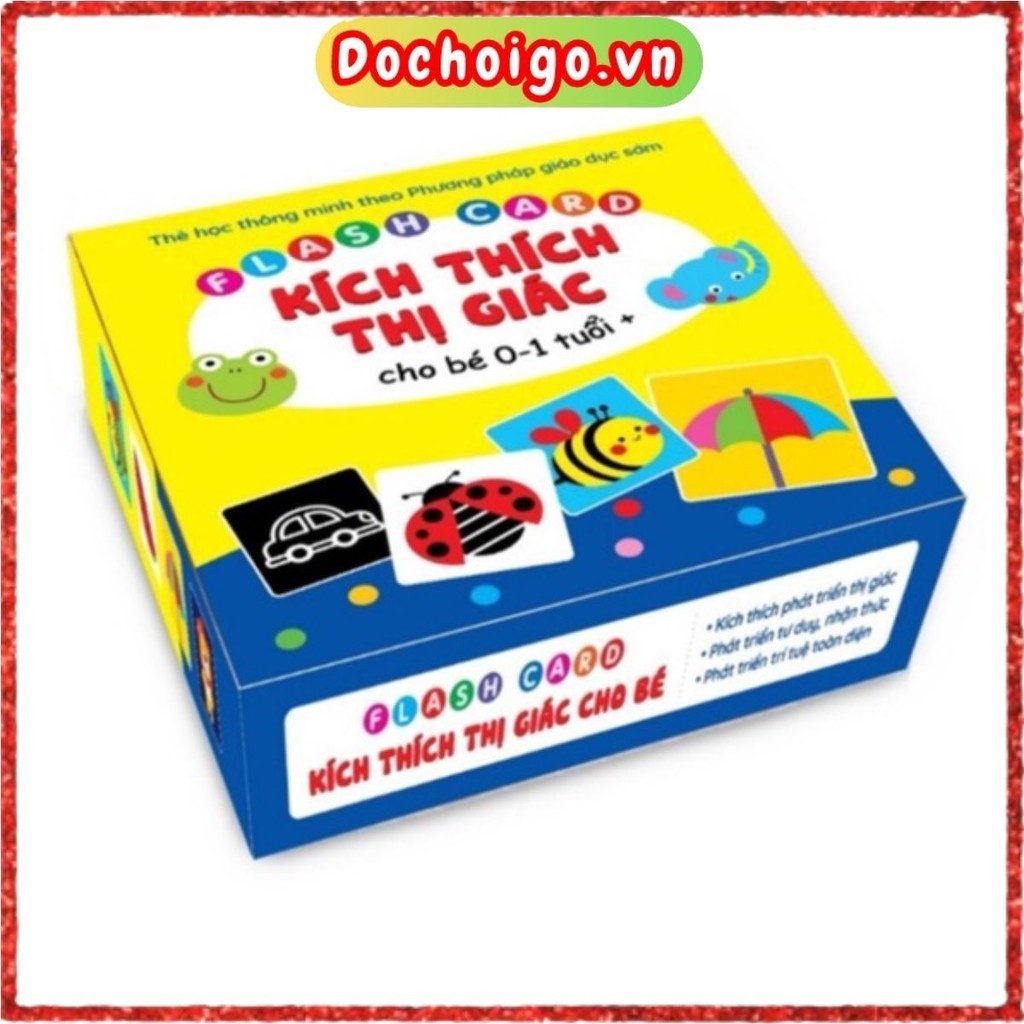 Flashcard Bộ thẻ kích thích thị giác đen trắng cho bé sơ sinh theo Montessori Glenn Doman giáo dục sớm