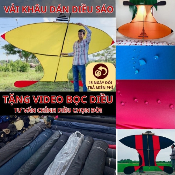 Vải dù chống thấm nước khâu dán diều sáo đại trà cánh cốc 2m25 3m5 4m5 5m5 vải làm diều khâu dán diều