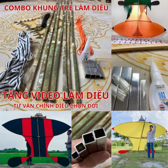 Combo hung diều sáo 2m5 3m5 4m5 5m Khung tre làm diều sáo đại trà cánh cốc mini giá rẻ nhất