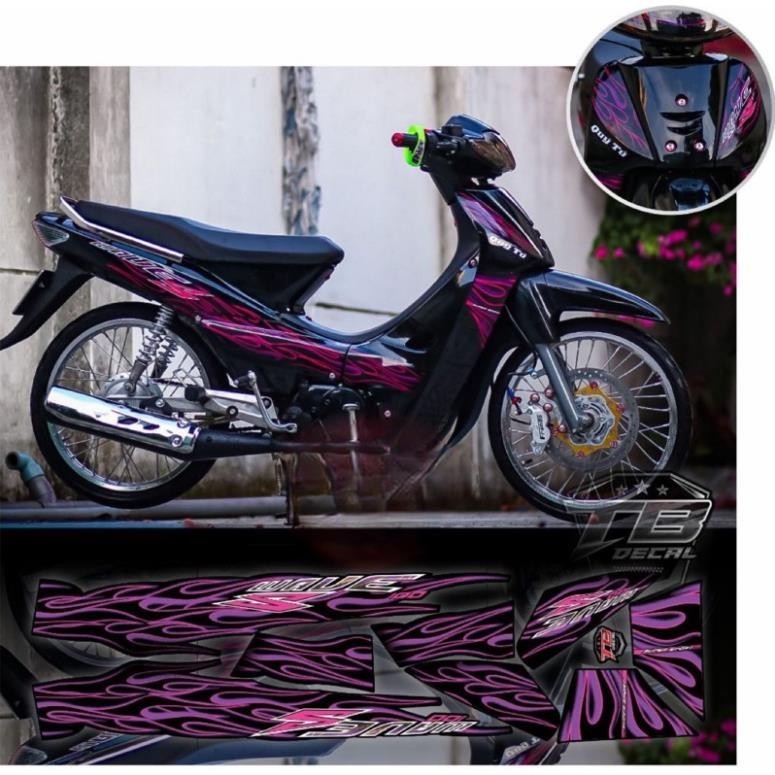 tem rời wave 110 lửa xe đen tím mới