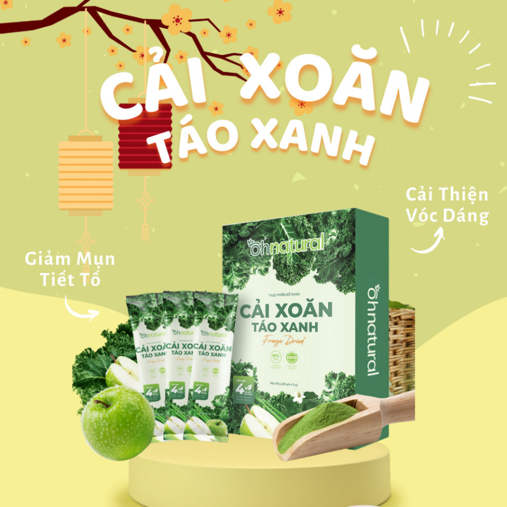 Nước Uống Detox Cải Xoăn Táo Xanh Oh Natural Hộp 60g Cải Thiện Vóc Dáng, Bổ Sung Vitamin, Cải Thiện Tình Trạng Da