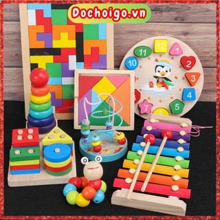 Combo Đồ chơi thông minh phát triển trí tuệ cho trẻ 2 3 4 5 6 tuổi, giáo cụ montessori dochoigo.vn