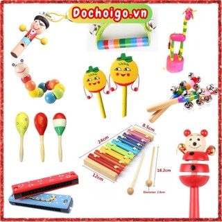 Đồ Chơi Xúc Sắc, Chuông, Lục Lạc, Trống, Còi, Đàn, Sâu Cho Bé Montessori, Nhạc Cụ Âm Nhạc dochoigo.vn