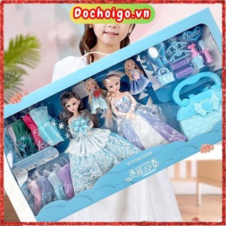 Búp bê tóc mây, đồ chơi búp bê elsa, đồ chơi búp bê thay váy cho bé gái-dochoigo.vn