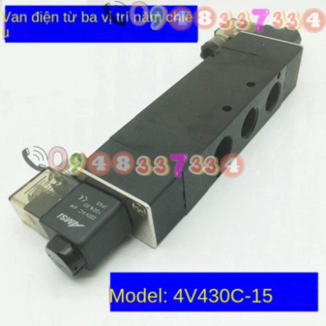 Van Điện Từ Bịt Kín Khí Nén 4v430c-15 DC24V AC220 V Van Đảo Chiều Khí Nén Ba Vị Trí Năm Chiều