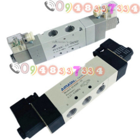 Van Điện Từ Van Định Hướng 4v430c-15 Van Định Hướng Ba Vị Trí Năm Chiều DC24V Van Khí Nén Dừng Ở Giữ