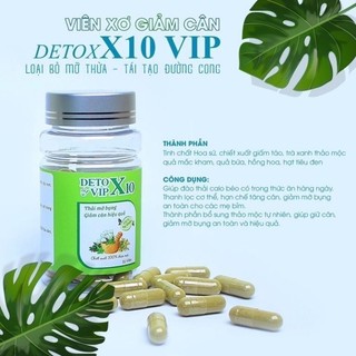 Detox vip x10 giảm cân,giam mỡ bụng, đào thải mỡ thừa hộp 55 viên chính hãng