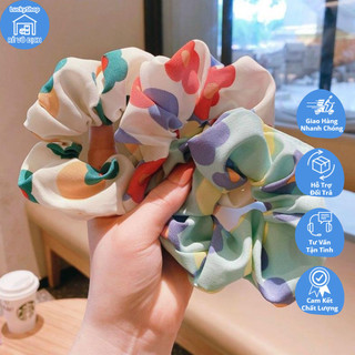 Dây buộc tóc scrunchies, dây cột tóc chun buộc tóc nữ họa tiết hoa quả dễ thương Hàn Quốc