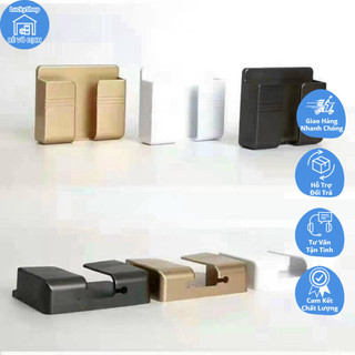 HMD0097 Kệ Dán Tường Để Remote, Đồ Dùng Giá Đỡ Sạc Điện Thoại - Có Móc Treo Giữ Dây Điện