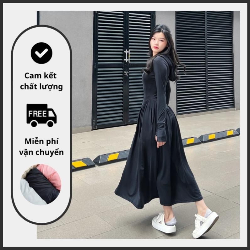 Áo Khoác Chống Nắng Toàn Thân Nữ Có Mũ Và Che Mặt From Rộng Chất Vải Umi Hàn Thoáng Mát Thấm Hút Mồ Hôi BuFaLo