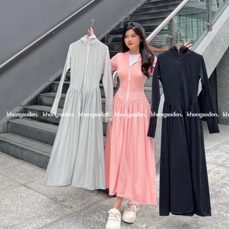 Áo Khoác Chống Nắng Toàn Thân Nữ Có Mũ Và Che Mặt From Rộng Chất Vải Umi Hàn Thoáng Mát Thấm Hút Mồ Hôi BuFaLo | BigBuy360 - bigbuy360.vn