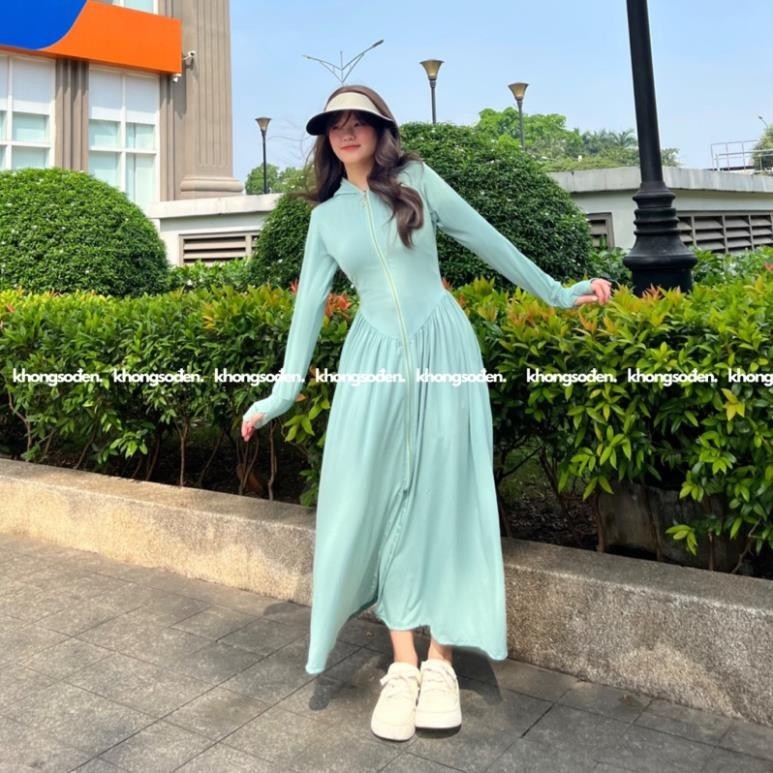 Áo Khoác Chống Nắng Toàn Thân Nữ Có Mũ Và Che Mặt From Rộng Chất Vải Umi Hàn Thoáng Mát Thấm Hút Mồ Hôi BuFaLo | BigBuy360 - bigbuy360.vn