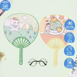 HMD0123 Quạt Nhựa Cầm Tay, Quạt Cầm Tay Cute Hình Tròn Gọn Nhẹ, Tiện Lợi Mùa Hè 2022