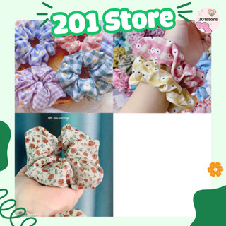 Cột tóc scrunchies hoạ tiết hoa nhí