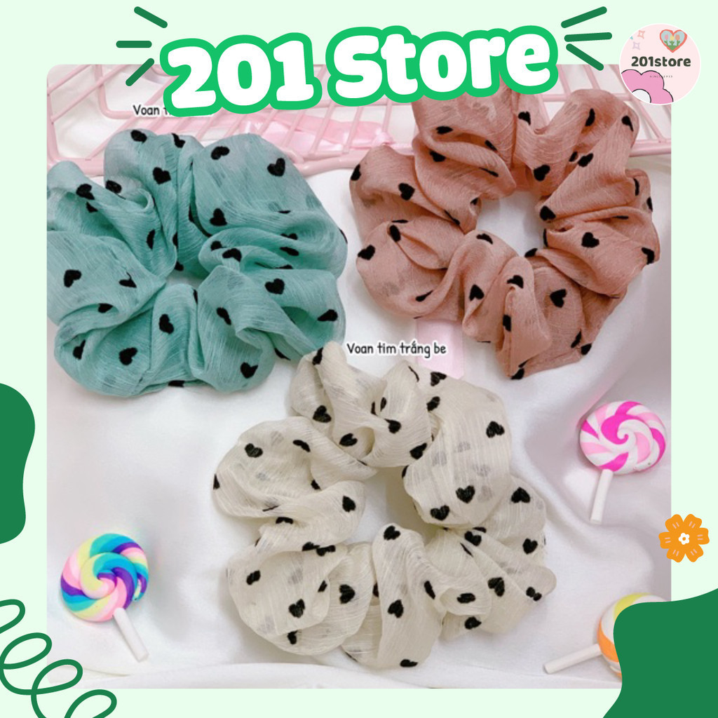 Cột tóc scrunchies tim voan