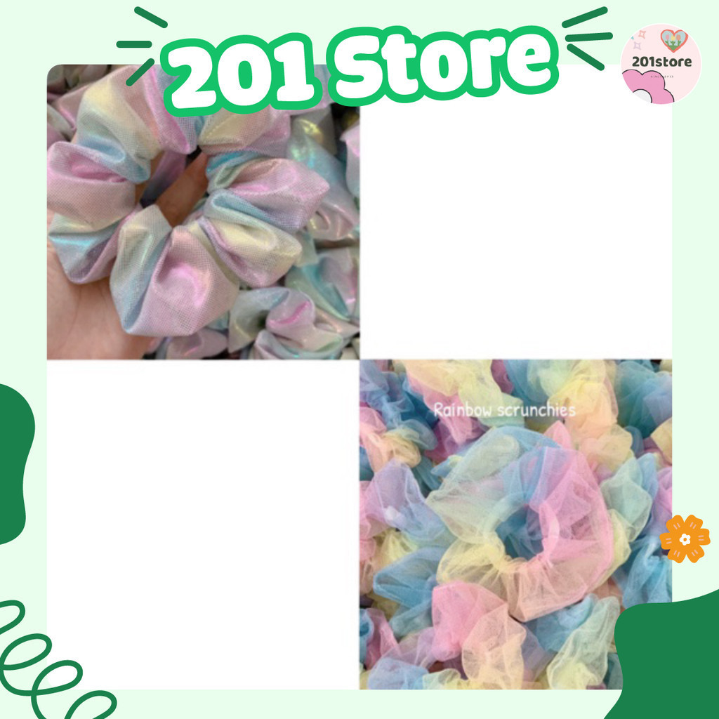 Cột tóc scrunchies cầu vồng