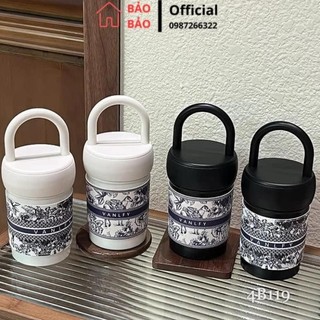 Phích giữ nhiệt 420ml hoạ tiết hoa văn có quai cầm tiện lợi