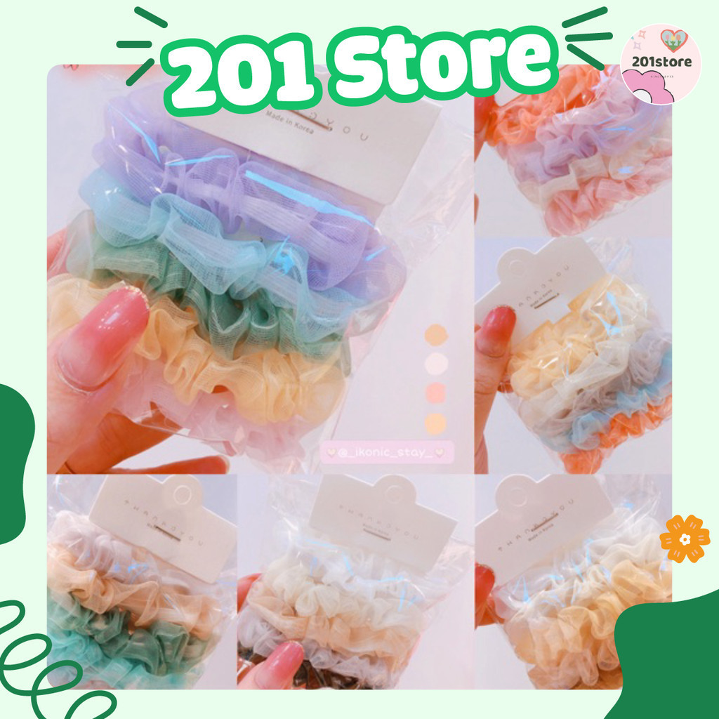 Set scrunchies mini tông màu pastel