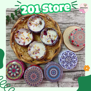 Hộp Nến Thơm Hoa Khô Thiên Nhiên - Hộp Thiếc hoa văn