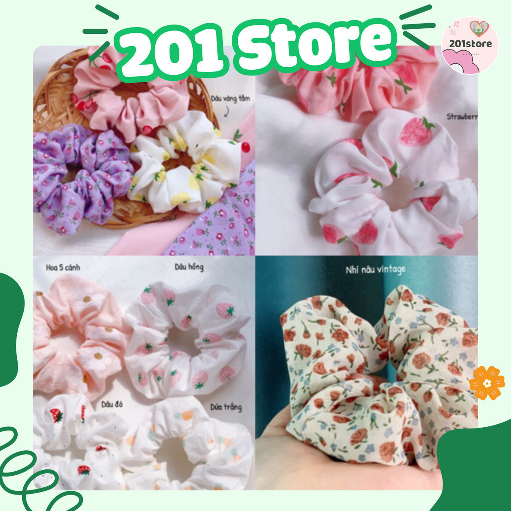 Cột tóc scrunchies hoa quả