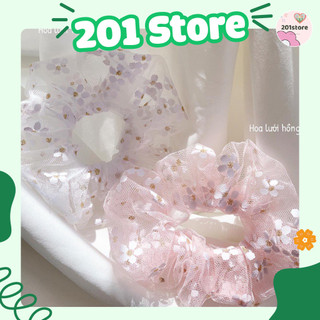 Cột tóc scrunchies hoa lưới