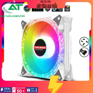 Quạt Tản Nhiệt Coolmoon S5 Trắng Fan Led RGB Kích Thước 12cm Chuẩn 6Pin Đồng Bộ Hub - Mainboard