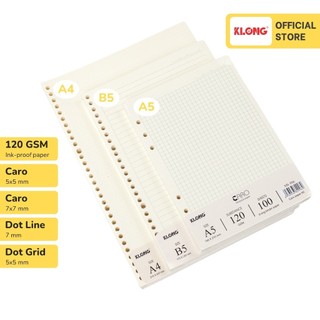 Ruột sổ còng giấy refill klong 120gsm caro dot line dot grid a5 b5 a4 200 trang ;