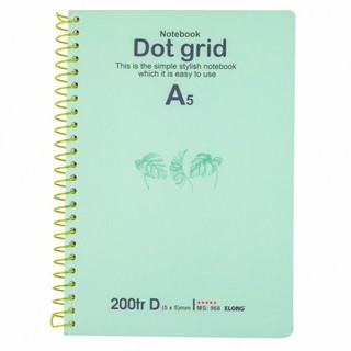 (Combo 5/3/1 cuốn) Sổ Dot Grid lò xo đơn KLONG A5 200 trang 70/76; MS: 968