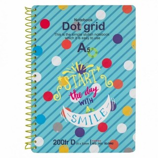 (Combo 5/3/1 cuốn) Sổ Dot Grid lò xo đơn KLONG A5 200 trang 70/76; MS: 968