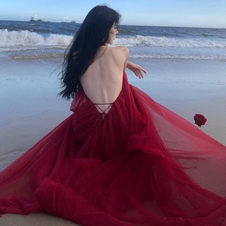 Váy maxi đỏ vang quyến rũ