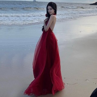 Váy maxi đỏ vang quyến rũ