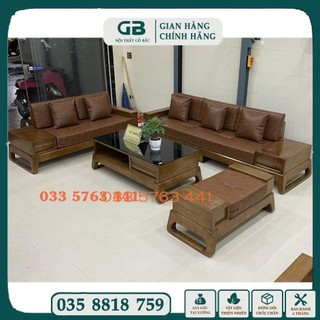 Ảnh thật tại xưởng sofa 2 văng chân choãi gỗ sồi nga 100% inbox shop chọn màu