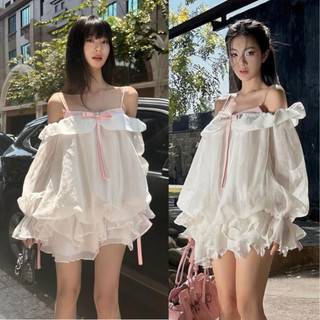 Đầm trễ Vai Bánh Bèo TYLANSTORE Váy Bánh Bèo Chất Liệu Tơ Nến Màu Trắng Cao Cấp Đẹp Quyến Rũ Sang Trọng  Đầm Thiết Kế 01