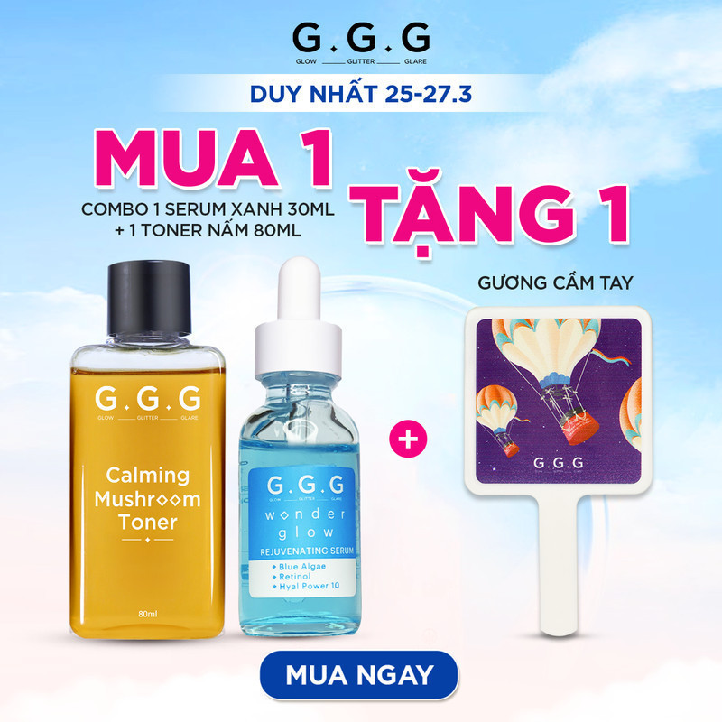 Combo 1 Toner Nấm G.G.G 80ml + 1 Tinh Chất Cấp Ẩm Sâu Trẻ Hoá Da G.G.G 30ml