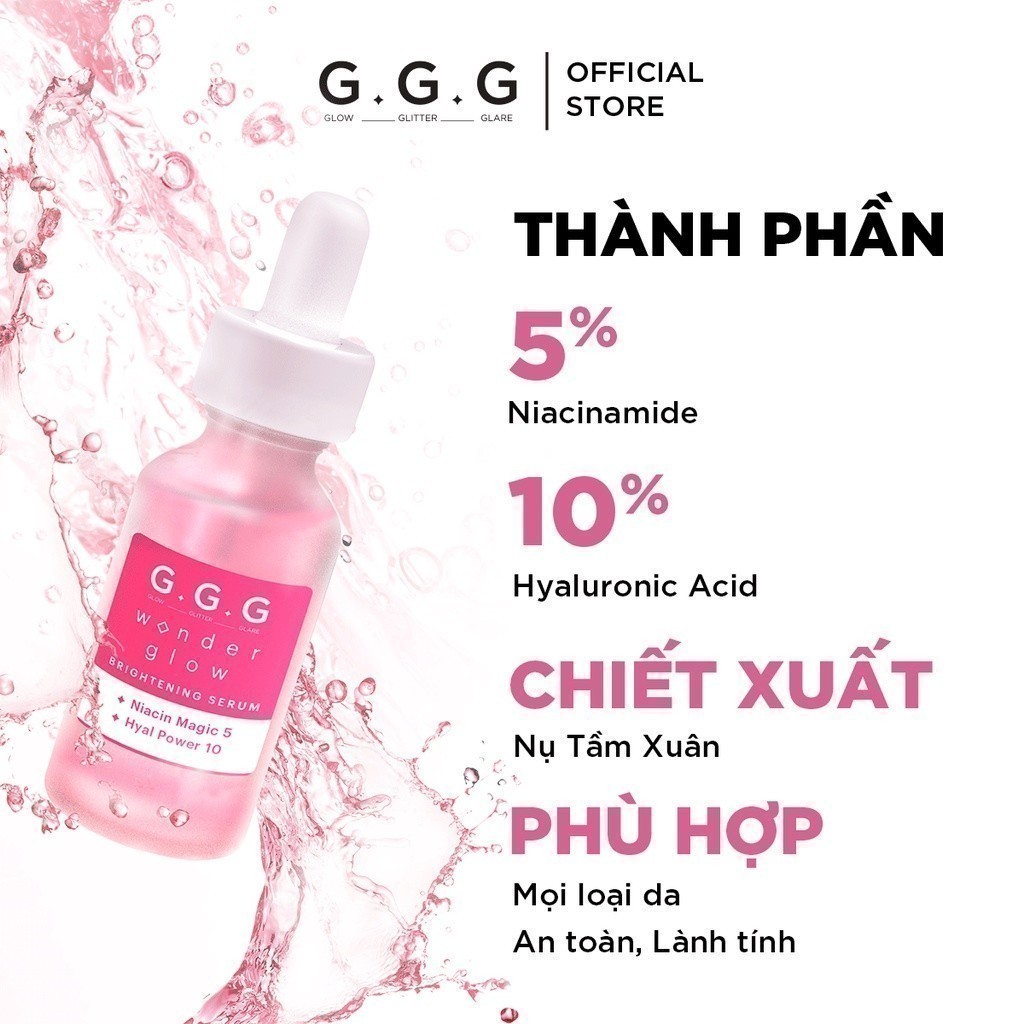 Combo Tinh Chất Căng Bóng Sáng Mờ Thâm Hyaluronic Acid GGG Wonder Glow 30ml x 30ml