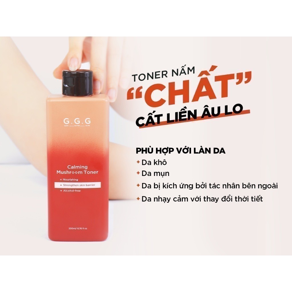 Bộ 2 Chăm Da Từ Nấm 80ml x 30ml - Làm dịu cấp ẩm phục hồi tức thì G.G.G Toner Nấm 80ml & Booster Chaga 30ml