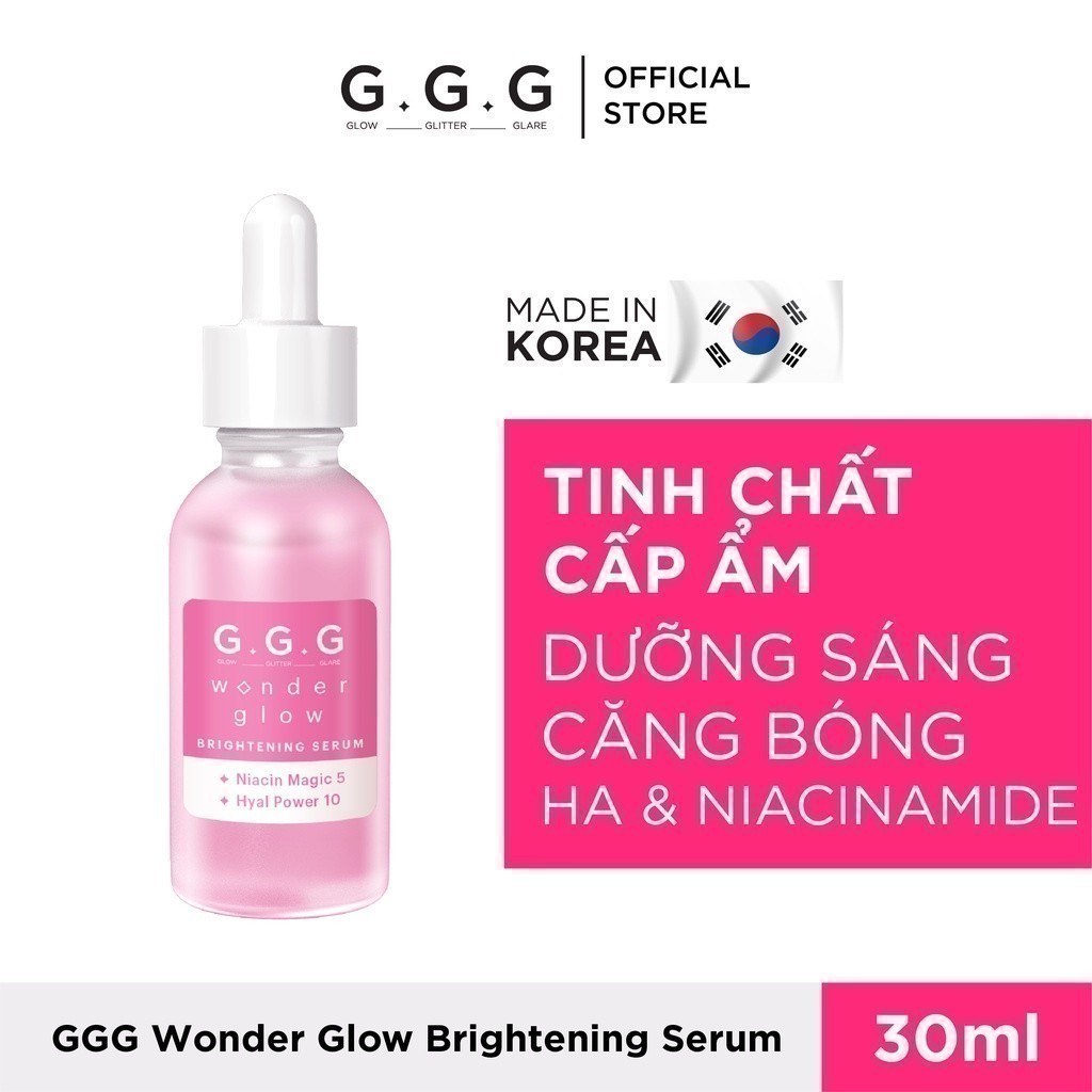 Serum Hồng Dưỡng Sáng mờ thâm căng bóng da HA, 5% Niacinamide G.G.G Wonder Glow Brightening 30ml