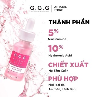Tinh chất Niacinamide & Hyaluronic Acid Cấp Ẩm Sáng Căng Bóng Da GGG Wonder Glow Brightening Serum 10ml