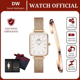 Đồng Hồ Nữ  Quadro Pressed Melrose White & Vòng Tay Classic Cuff V1 DW Chính Hãng - DanielWatchVN