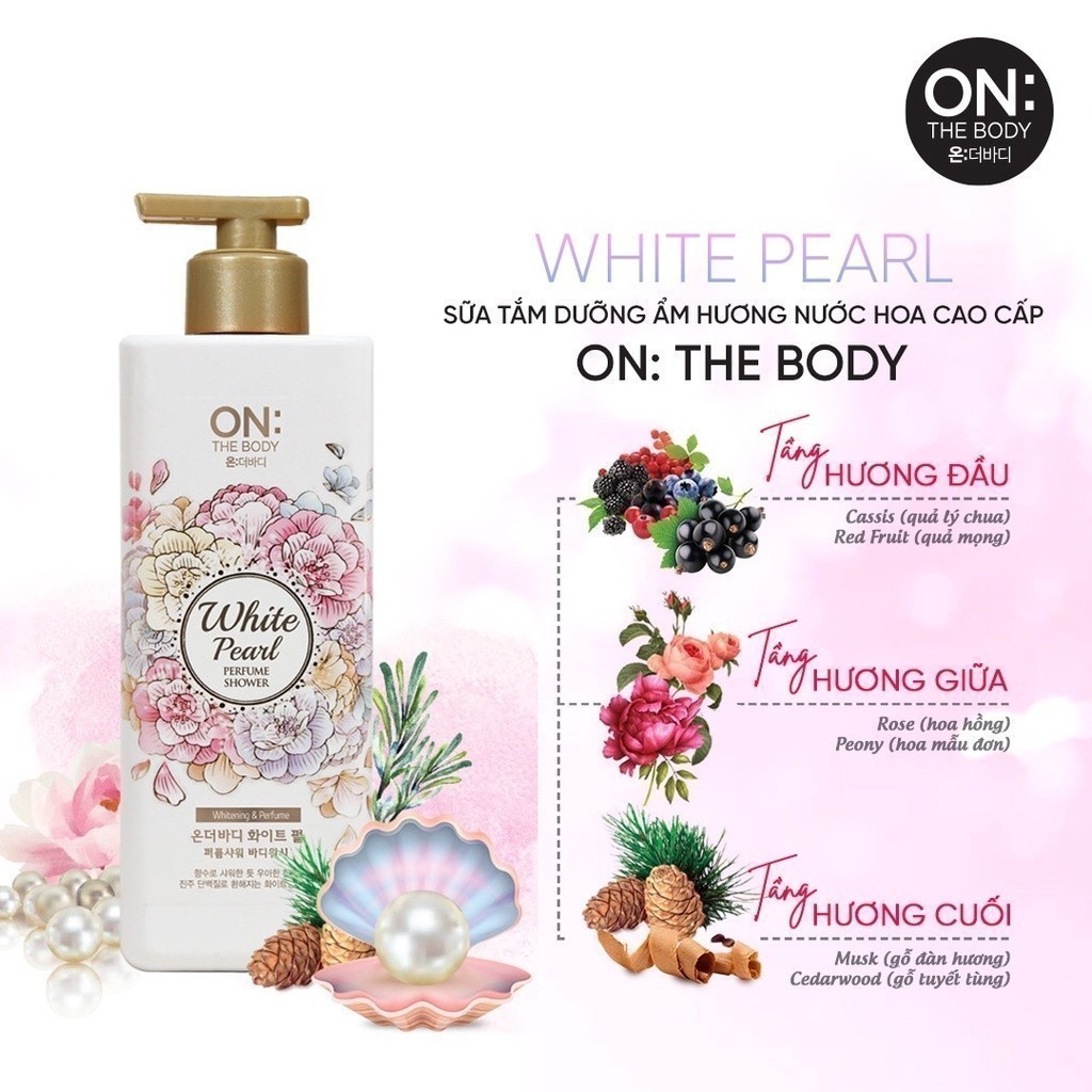 Combo 2 Sữa tắm dưỡng ẩm hương nước hoa On: The Body Perfume White Pearl 500g