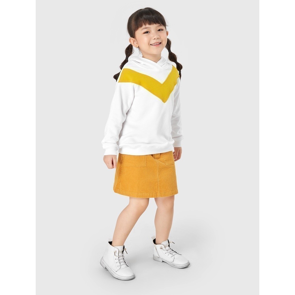 Áo bé gái CANIFA chất nỉ cotton có mũ phối màu thời trang - 1TW20W008