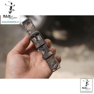 Dây đồng hồ da bò rằn ri quân đội cho casio ae 1200 whd / seiko 5/ orient sk - chính hãng ram leather ,