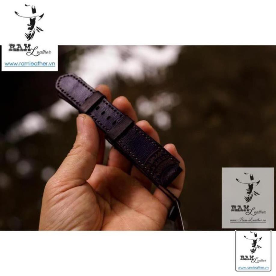 (DA BÒ CAO CẤP) DÂY ĐỒNG HỒ TRỐNG ĐỒNG CASIO AE1200/SEIKO5 DA BÒ THẬT VIOLET ,