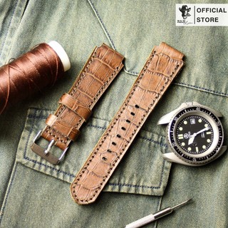 )dây đồng hồ da bò thật casio ae1200/seiko5 da bò 1928 da bò dập vân cá sấu - ram leather